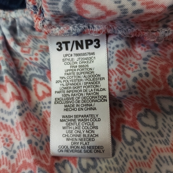 Jordache Toddler Girls Denim Overalls Jumper Size 3T / NP3 Red White Blue Skirt - Picture 12 of 13